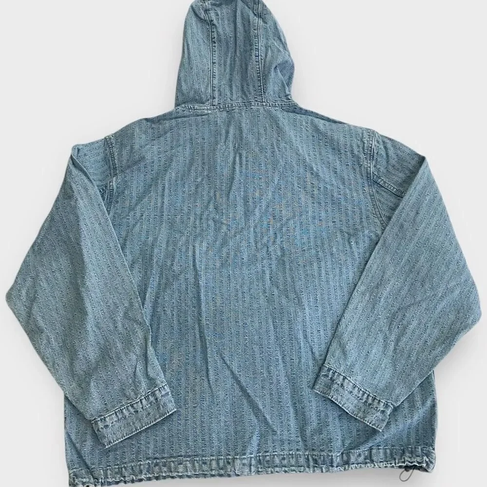 Levis Sutro "In The Sky" Seersucker Striped Denim Hooded Anorak Mens size M New - Picture 8 of 12